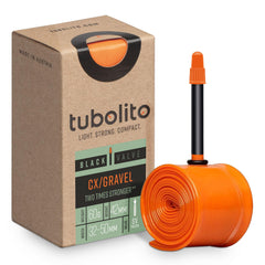 Tubolito CX/Gravel tube front packaging showing compact spare benefit