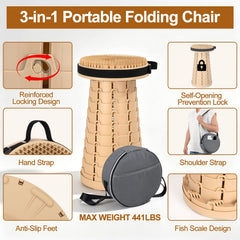 TUIKEN folded stool packed small for travel and easy storage convenience