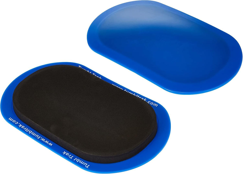 Tumbl Trak front view of blue pair showing compact design and glide benefit