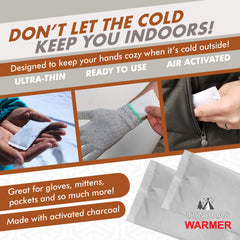 Tundras warmers placed inside gloves demonstrating comfortable hand warmth