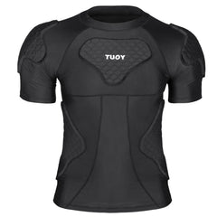 TUOYR front view of padded shirt showing protective chest panels and comfort