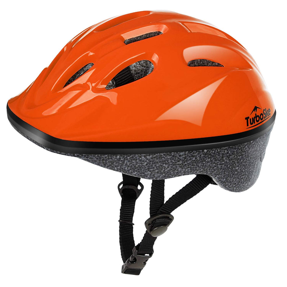 TurboSke front view glossy orange helmet increasing visibility