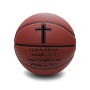 TZYTHT front view of engraved basketball showing verse and playability benefit
