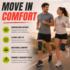 UFlex Athletics side profile of knee sleeve demonstrating flexible motion support
