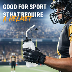 UICE long flexible straw close-up, reaches around helmets for easy hydration