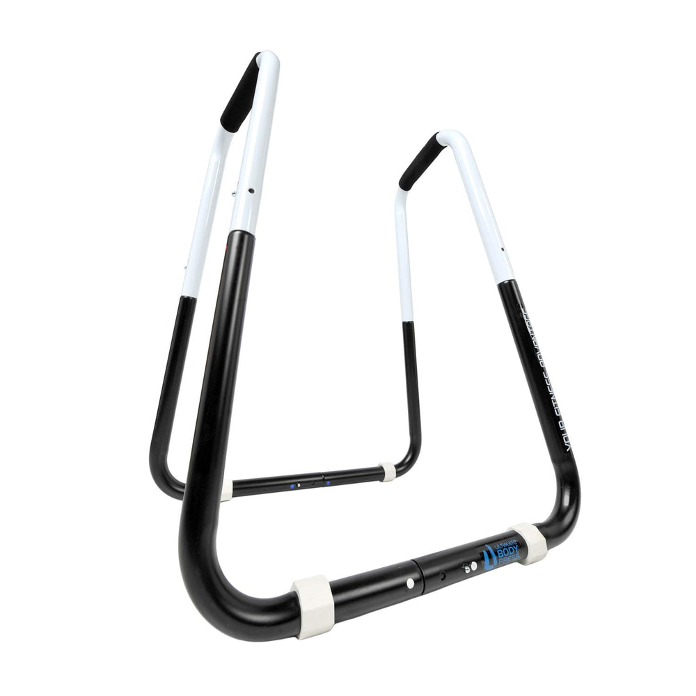 Ultimate Body Press full front view showing stable frame and compact footprint benefit portability