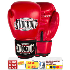 Ultimate Knockout front view of youth gloves shows durable design and easy fit