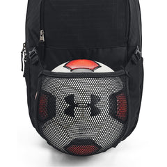 Under Armour stow-away carrier net holding a regulation ball for quick transport