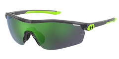 Under Armour UA 7001/S front view showing gray frame and secure fit benefit