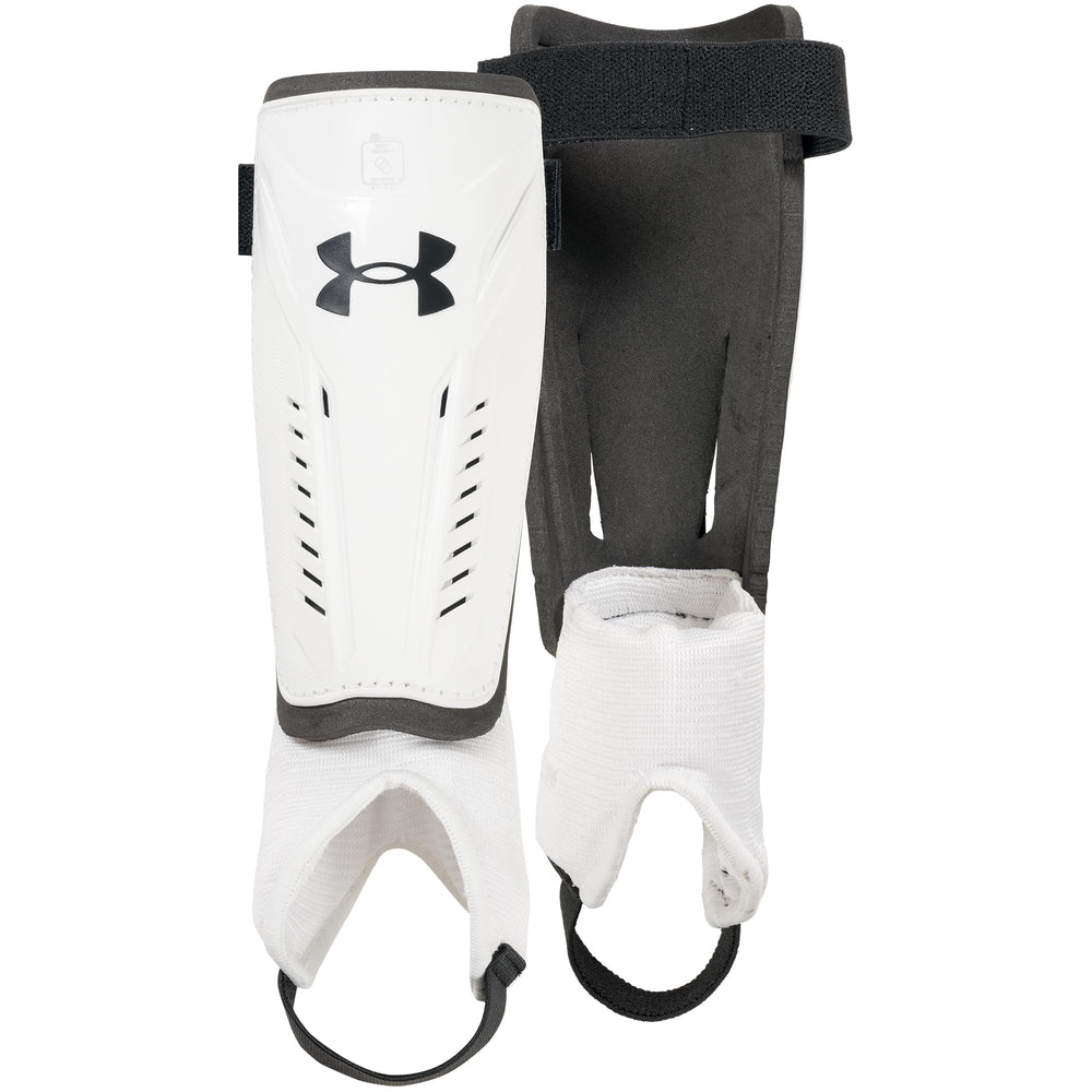 Under Armour UA Challenge shin guard front view showing hard-shell protection benefit