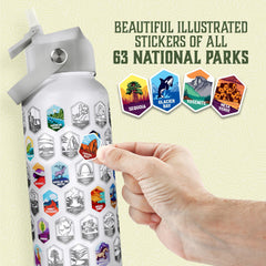 Underdog Games close-up of 63 waterproof stickers highlighting park artwork