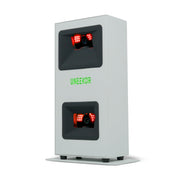 Uneekor front view showing compact launch monitor and ready-to-use benefit