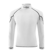 UNGOCAX front view of white compression hockey shirt showing streamlined fit and coverage