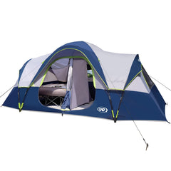 UNP tent front exterior showing large doors and roomy shelter for family convenience