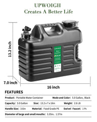 UPWOIGH close-up of spigot showing controlled dispensing and easy-access benefit