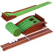 Urban Deco front view of mat layout showing full putting surface and holes, convenient practice