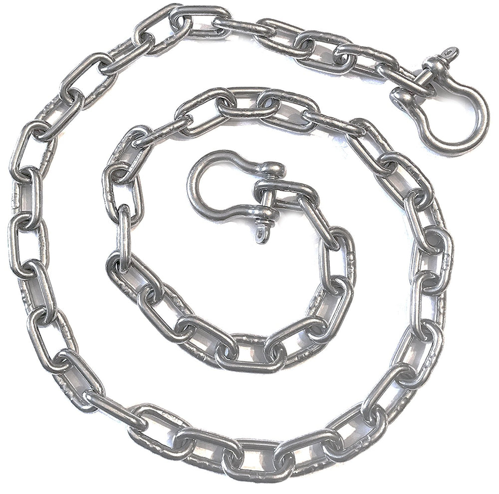 US Stainless front view of chain and shackles showing complete set and fit