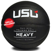 USU weighted basketball front view showing complete ball and durable grip