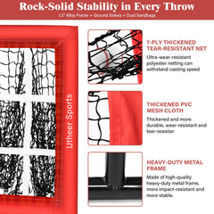 Utheer close-up of nine-pocket netting highlighting accurate pitch feedback