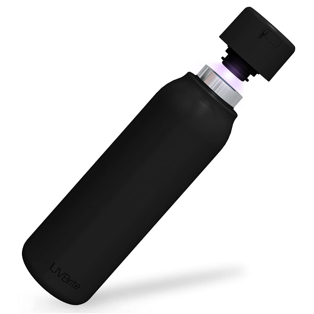 UVBRITE TT-B02 front view showing insulated stainless-steel body and cap, durable hydration
