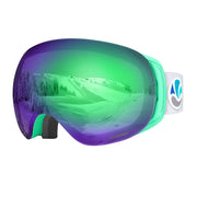 VANRORA front view of goggles showing wide lens and frame, clear downhill vision