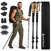 VANTRAILY front view of collapsible carbon fiber poles showing compact benefit