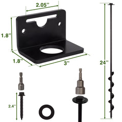 VASGOR drill adapter and brackets laid out to show included installation hardware