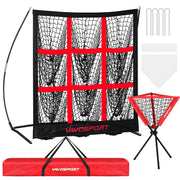 VAVOSPORT front view of nine-square pitching net showing strike zone targets and durability