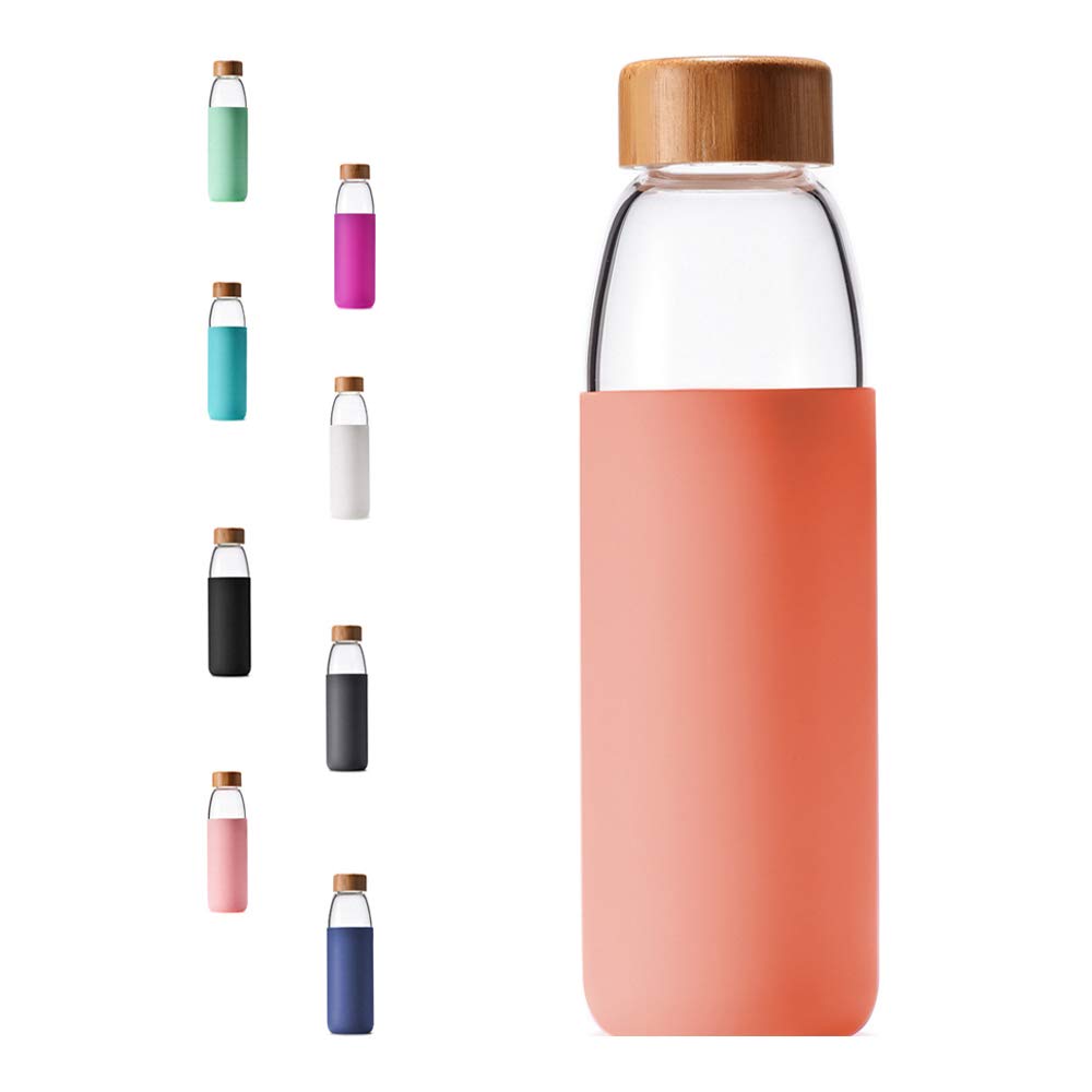 veegoal glass bottle front view showing clear borosilicate and sleek shape for pure taste