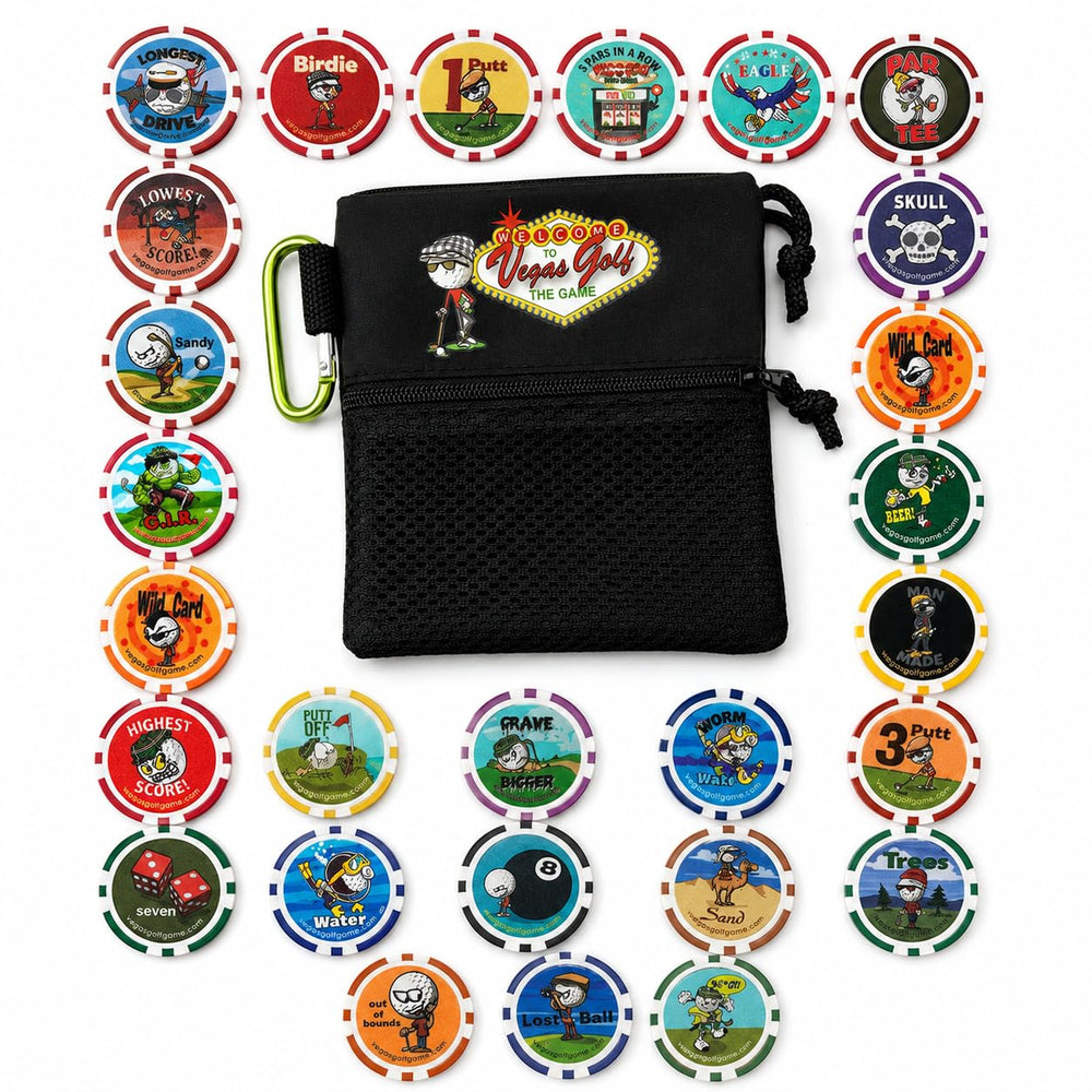 Vegas Golf front packaging showing contents and gift-ready presentation