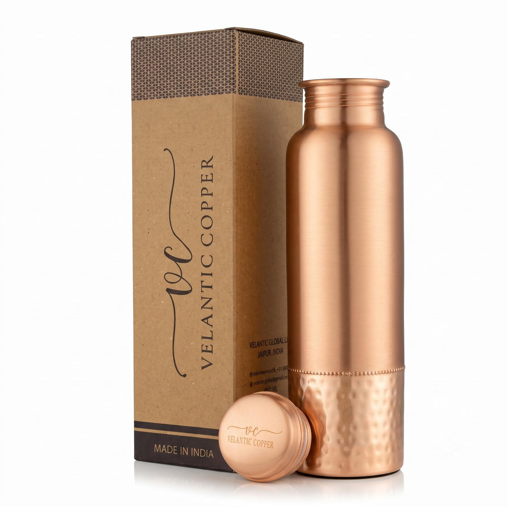Velantic Copper front view showing elegant bottle shape and polished finish for durable hydration
