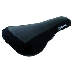 VELO front view of black BMX gel saddle showing shape and fit benefit