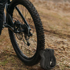VeloTubes installed on a mountain bike wheel illustrating fast fit and proper bead seating on trail tires