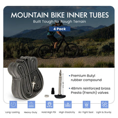 VeloTubes close-up of 48mm Presta valve stem demonstrating easy pump compatibility and reliable inflation