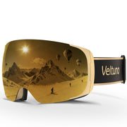 Veltuno front view yellow frame goggles showing wide field of vision and secure fit