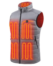 Venustas front view of heated vest showing slim profile and warmth benefit