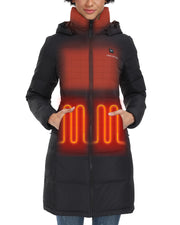 Venustas front view of slim heated jacket showing fit and style for warmth
