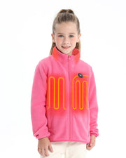 Venustas front view of heated fleece jacket showing zipper and collar, comfort and warmth