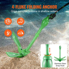 VEVOR anchor deployed with flukes locked showing secure hold in sand