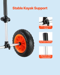 VEVOR kayak cart 10-inch solid wheel close-up for puncture-free rolling