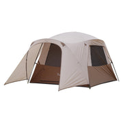 Vidalido front view pitched tent showing roomy entrance and vestibule benefit