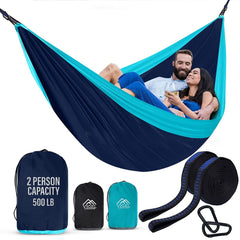 Vigel front view packed hammock showing compact carry bag and travel-ready benefit