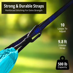 Vigel strap and carabiner setup demonstrating adjustable hanging and easy installation