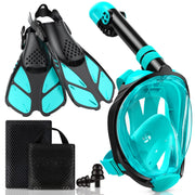 Viginsul front view of full-face mask and fins showing complete kit benefit visibility