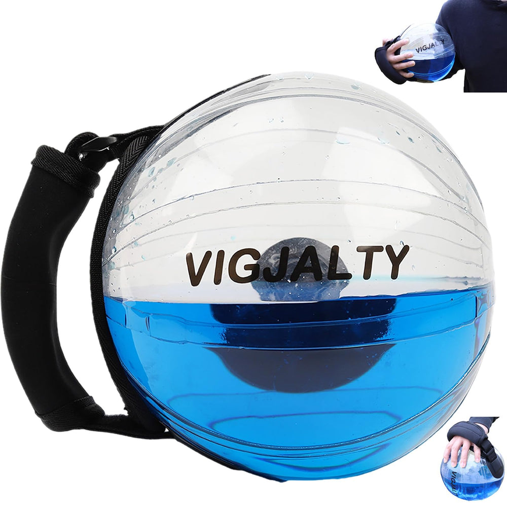 VIGJALTY front view of aqua bag showing clear shell and size benefit