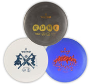Viking Discs starter set front view showing all three discs and packaging benefit: clear identification