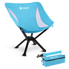 VILLEY front view of blue chair open showing comfortable seat and structure