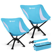 VILLEY front view of two blue chairs showing portability and convenience