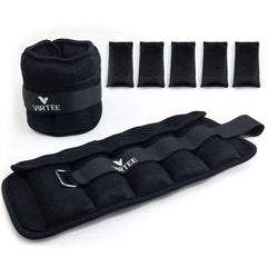 Virtee front view of ankle weights showing compact, adjustable design benefits
