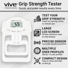 Vive Precision close-up of LCD display with numeric result and trend indicator, improving result readability